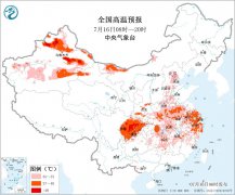 中央气象台三预警齐发 多地最高气温超40℃